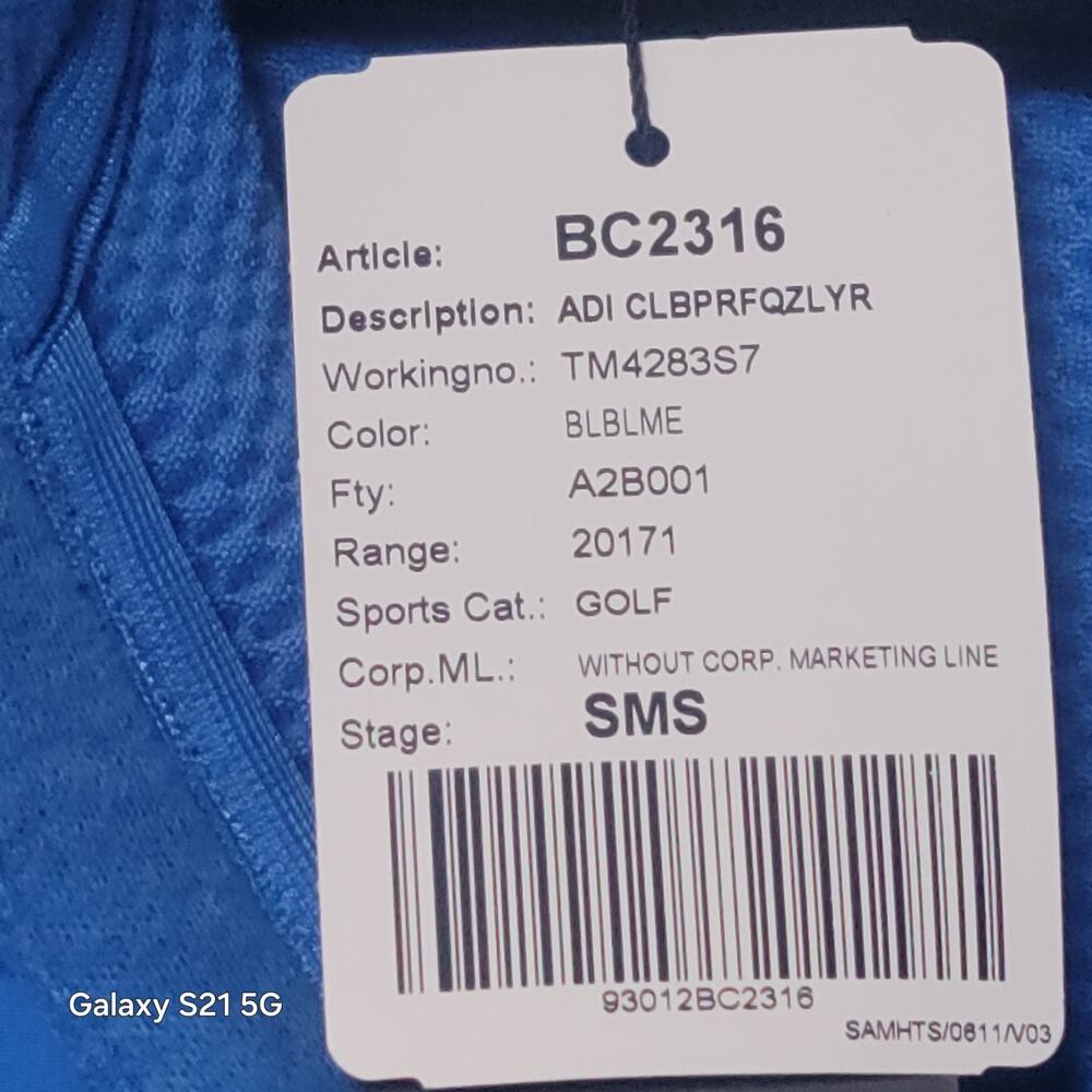 ADIDAS 1/4 Zip Long Sleeve Soft Jacket Blast-Blue Men's M ADI CLBPRFQZLYR - Picture 9 of 11